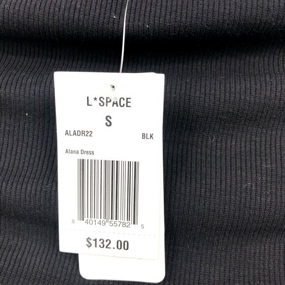 L*SPACE Women's Alana Mini Dress Medium Black One Shoulder Ruched NWT - Picture 11 of 14